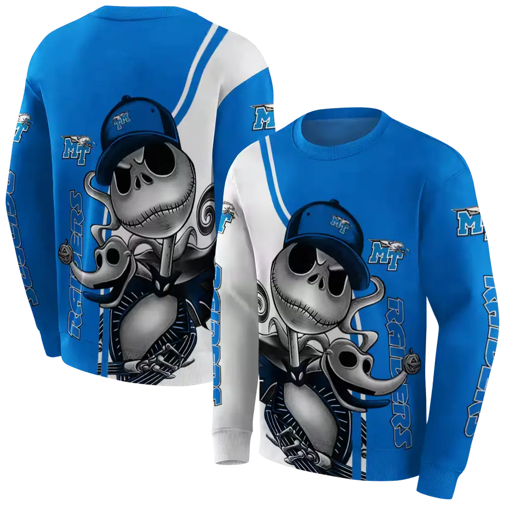 middle tennessee blue raiders jack skellington blue hoodie premium grade middle tennessee blue raiders jack skellington blue hoodie premium grade