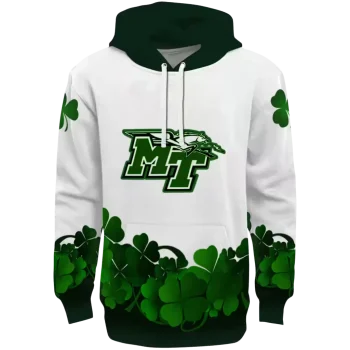 middle tennessee blue raiders lucky motif white green hoodie best selling