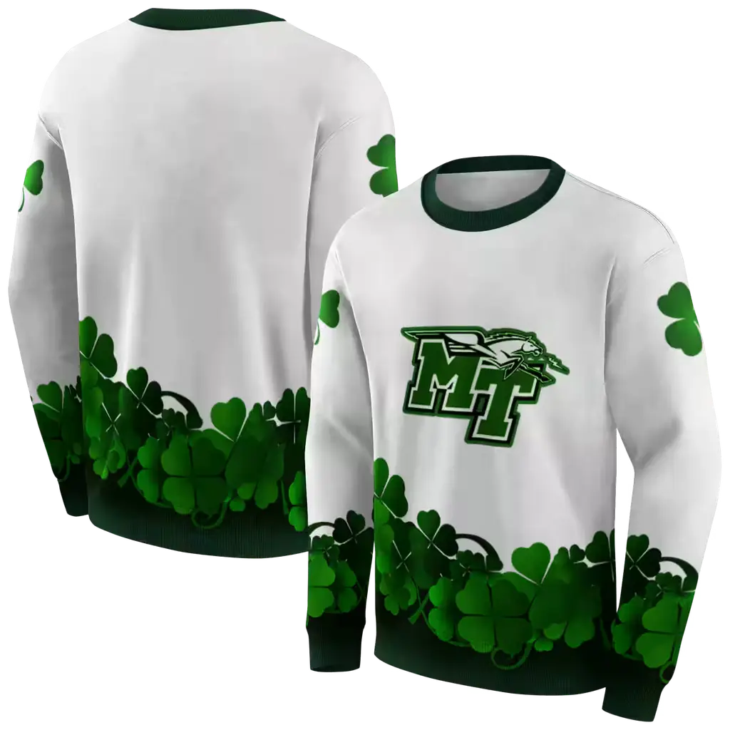 middle tennessee blue raiders lucky motif white green hoodie premium grade middle tennessee blue raiders lucky motif white green hoodie premium grade