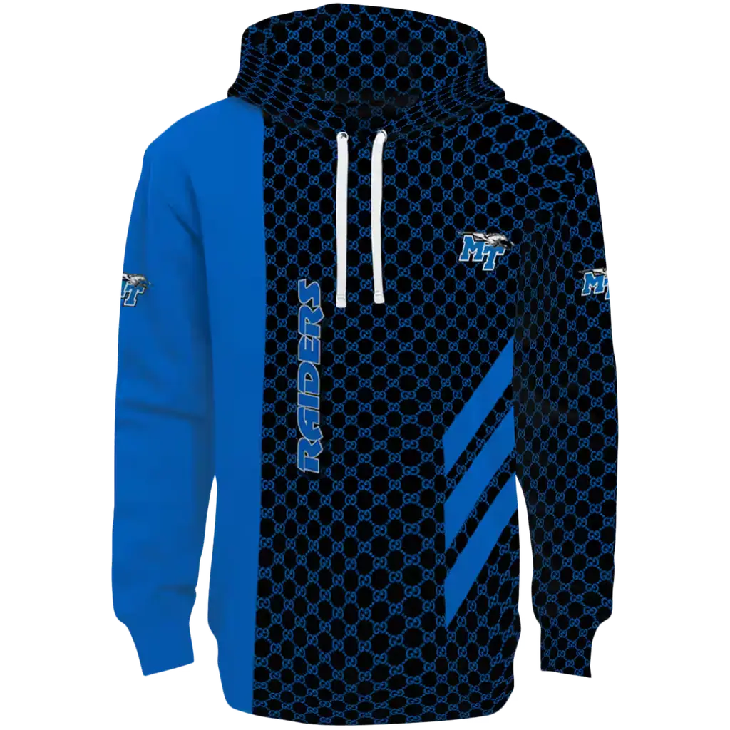 middle tennessee blue raiders monogram pattern blue hoodie best selling middle tennessee blue raiders monogram pattern blue hoodie best selling