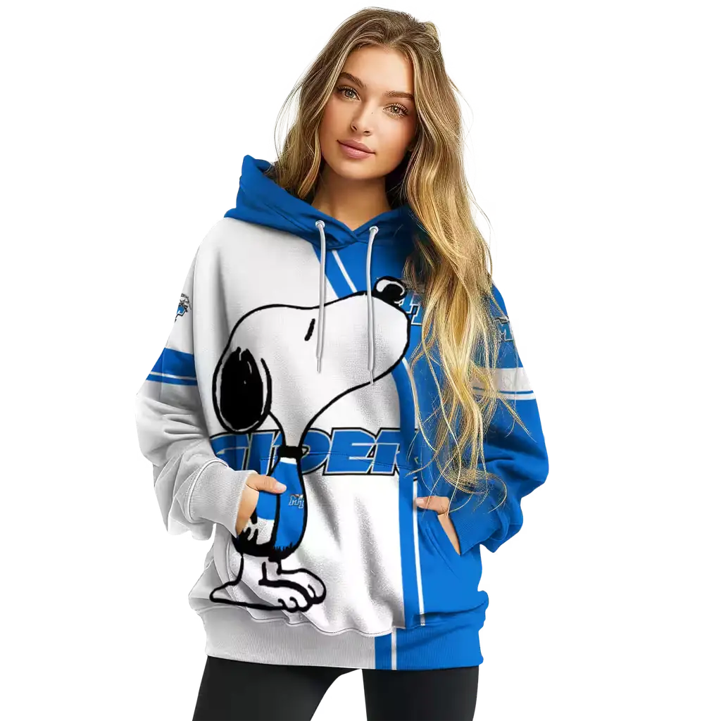 middle tennessee blue raiders playful snoopy blue hoodie high quality middle tennessee blue raiders playful snoopy blue hoodie high quality