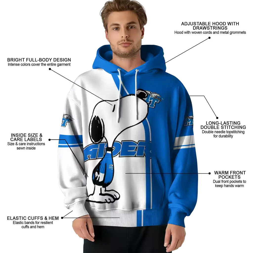 middle tennessee blue raiders playful snoopy blue hoodie latest model middle tennessee blue raiders playful snoopy blue hoodie latest model