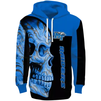middle tennessee blue raiders skull motif blue black hoodie best selling