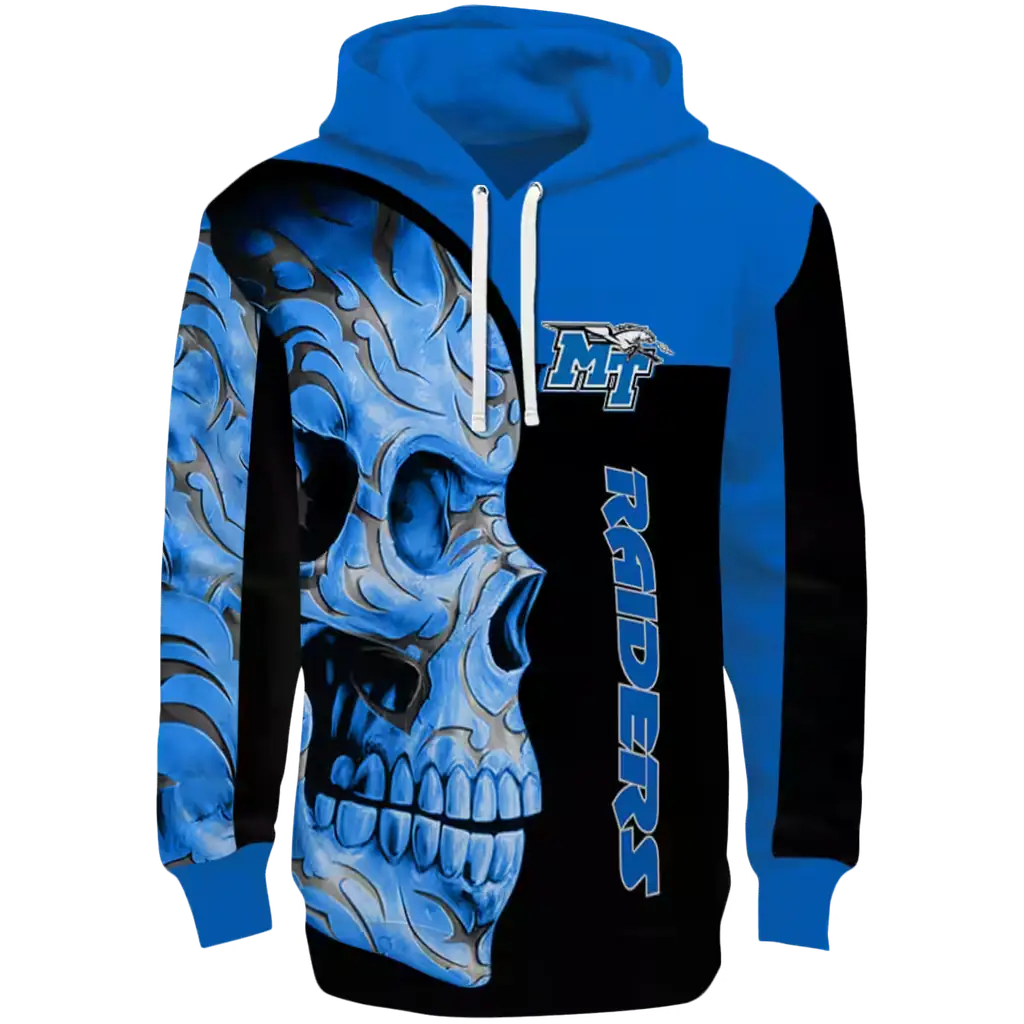 middle tennessee blue raiders skull motif blue black hoodie best selling middle tennessee blue raiders skull motif blue black hoodie best selling