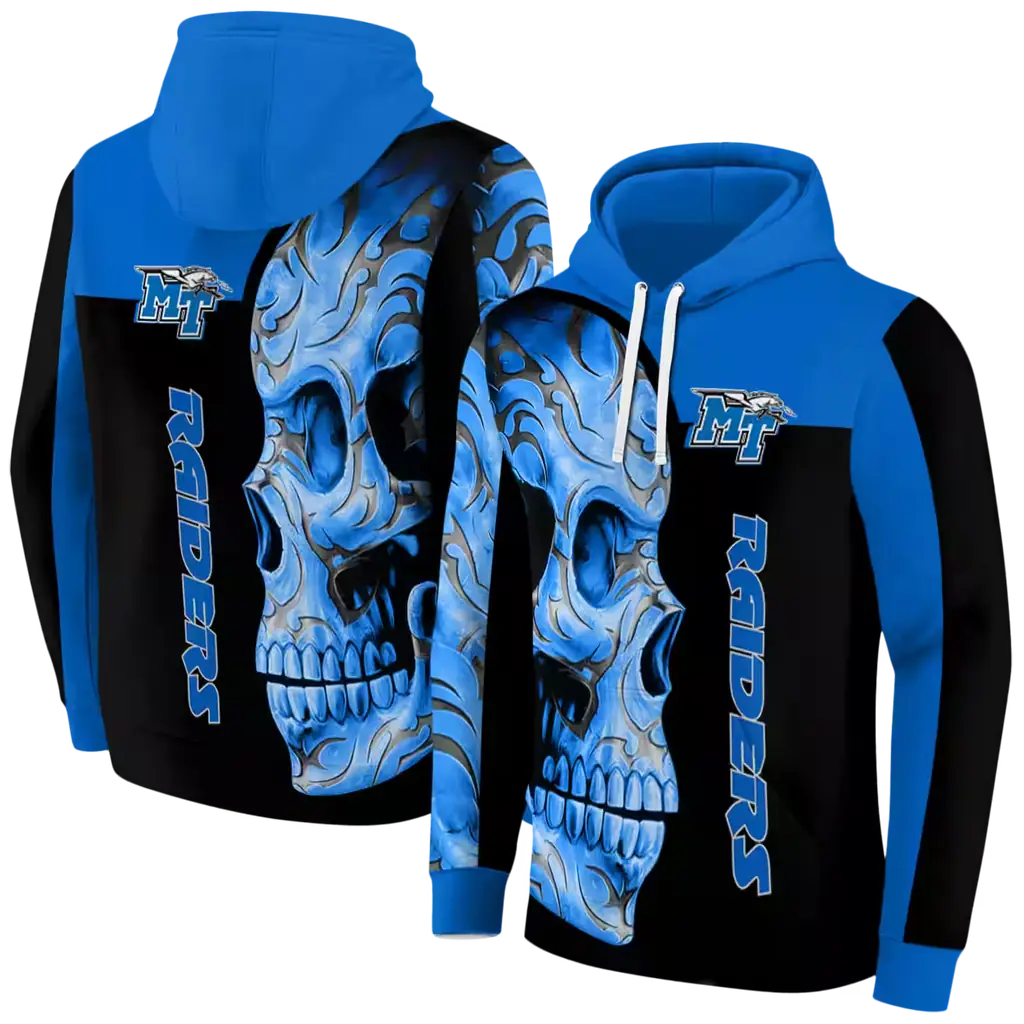middle tennessee blue raiders skull motif blue black hoodie fashion forward middle tennessee blue raiders skull motif blue black hoodie fashion forward