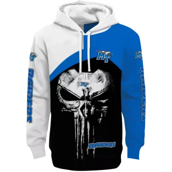 middle tennessee blue raiders skull punisher white black hoodie best selling