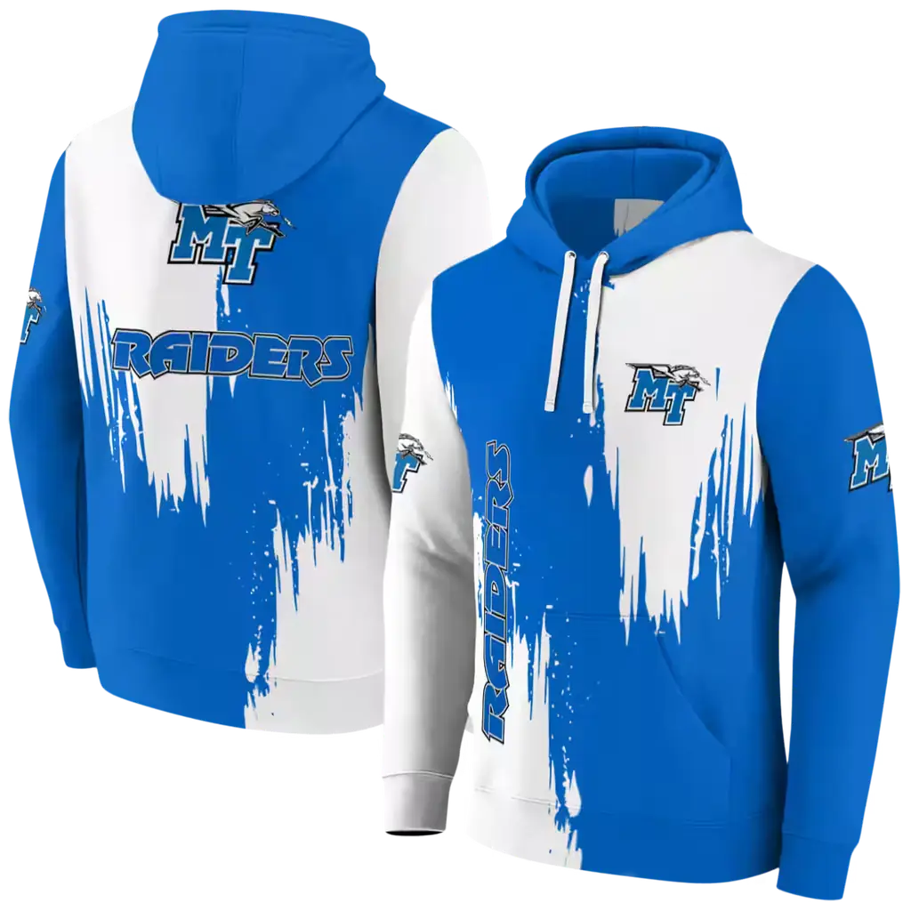 middle tennessee blue raiders splatter effect blue hoodie fashion forward middle tennessee blue raiders splatter effect blue hoodie fashion forward