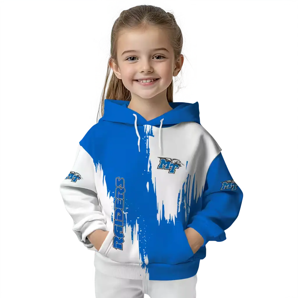 middle tennessee blue raiders splatter effect blue hoodie top rated middle tennessee blue raiders splatter effect blue hoodie top rated