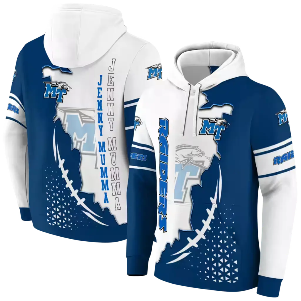 middle tennessee blue raiders triangular pattern blue white hoodie fashion forward middle tennessee blue raiders triangular pattern blue white hoodie fashion forward