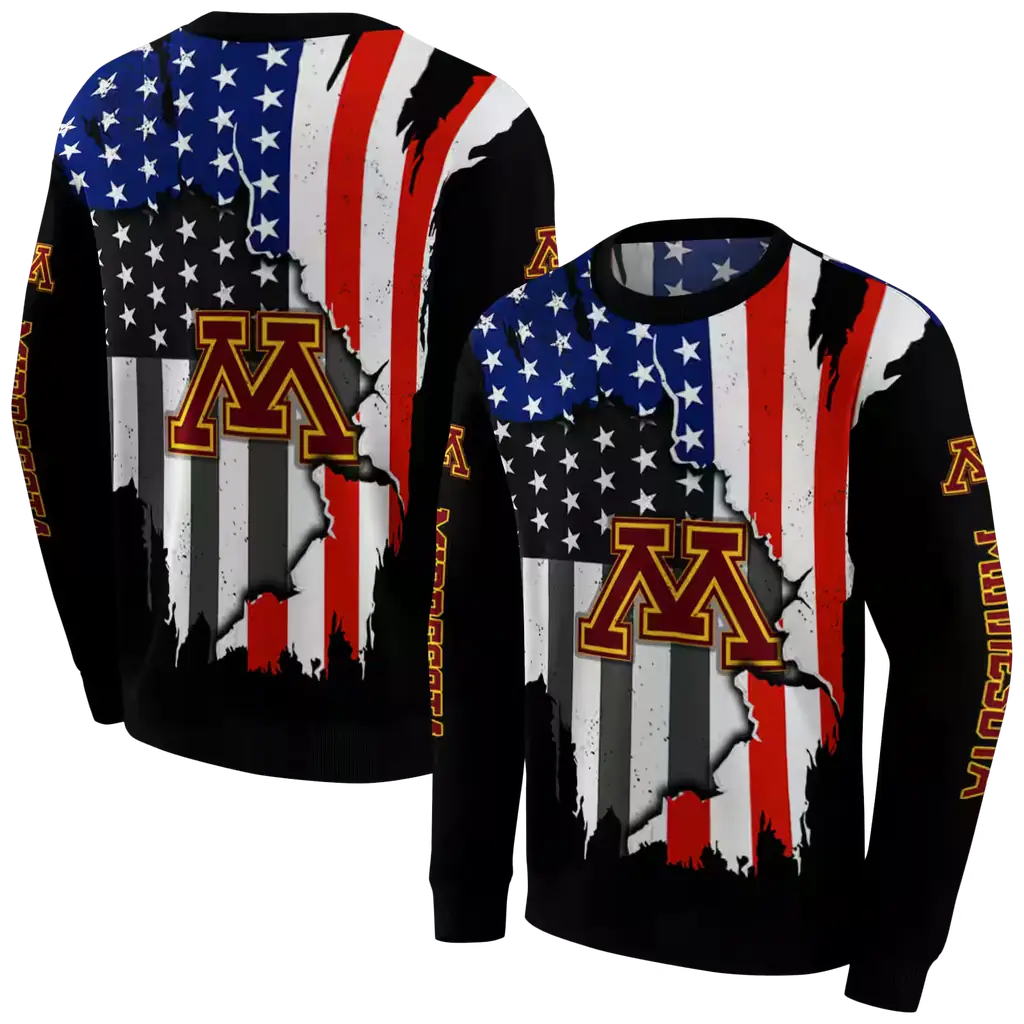 minnesota golden gophers american pride black hoodie premium grade minnesota golden gophers american pride black hoodie premium grade