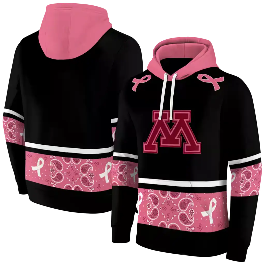 minnesota golden gophers awareness ribbon black pink hoodie fashion forward minnesota golden gophers awareness ribbon black pink hoodie fashion forward