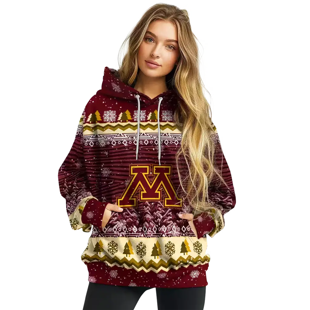 minnesota golden gophers christmas trees maroon hoodie high quality minnesota golden gophers christmas trees maroon hoodie high quality