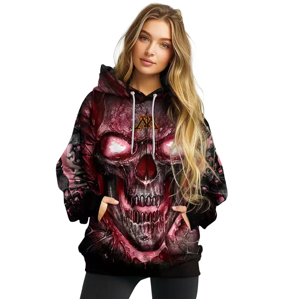minnesota golden gophers demonic skull maroon black hoodie high quality minnesota golden gophers demonic skull maroon black hoodie high quality
