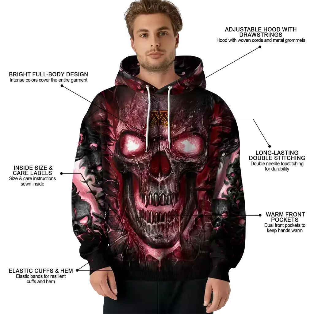 minnesota golden gophers demonic skull maroon black hoodie latest model minnesota golden gophers demonic skull maroon black hoodie latest model