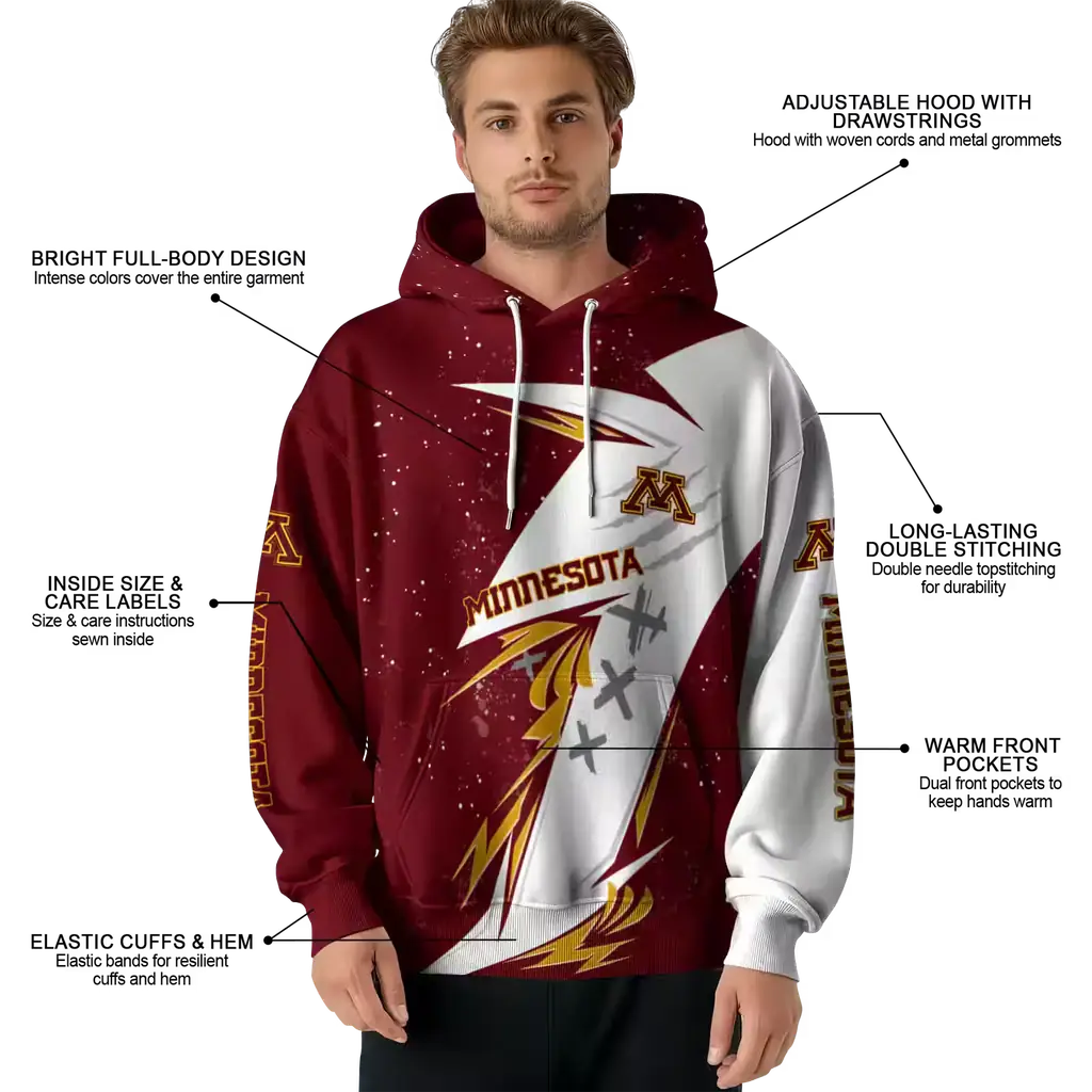 minnesota golden gophers dynamic slash maroon white hoodie latest model minnesota golden gophers dynamic slash maroon white hoodie latest model