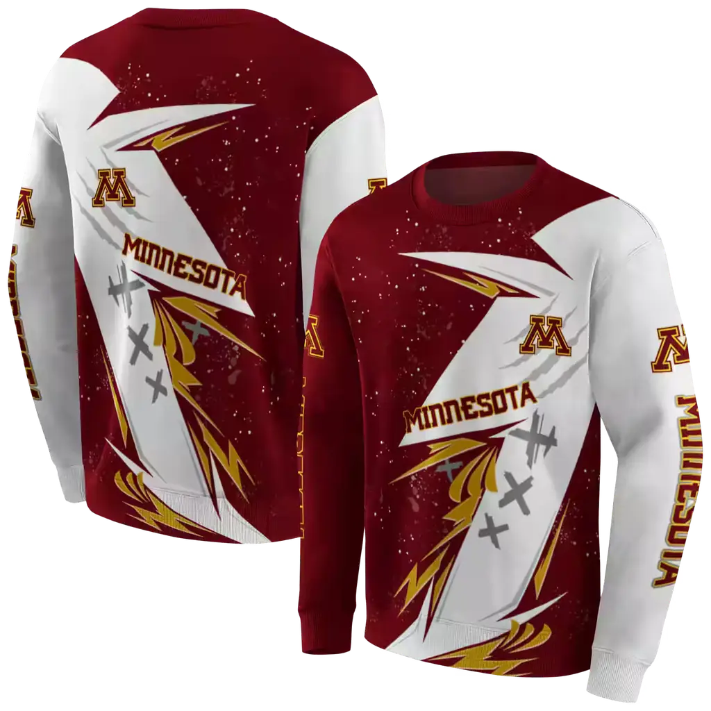 minnesota golden gophers dynamic slash maroon white hoodie premium grade minnesota golden gophers dynamic slash maroon white hoodie premium grade