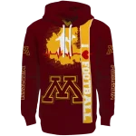 minnesota golden gophers football heartbeat maroon hoodie best selling