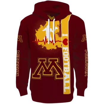 minnesota golden gophers football heartbeat maroon hoodie best selling
