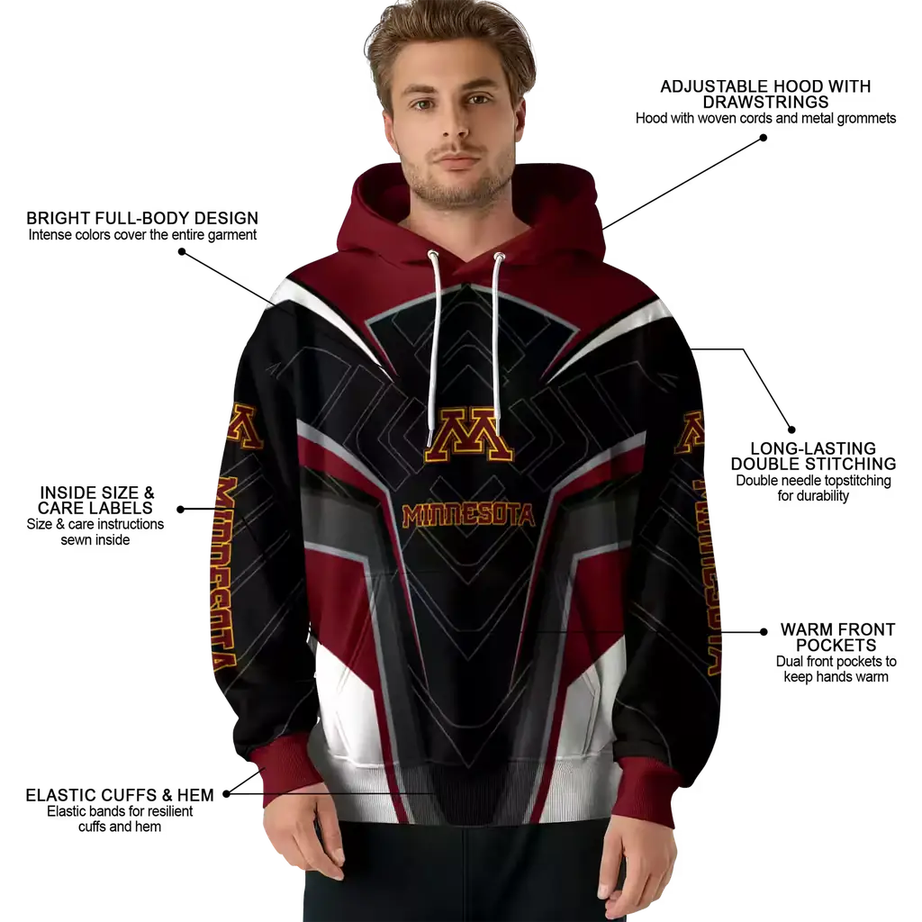 minnesota golden gophers futuristic pattern maroon black hoodie latest model minnesota golden gophers futuristic pattern maroon black hoodie latest model