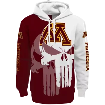minnesota golden gophers graphic punisher maroon white hoodie best selling