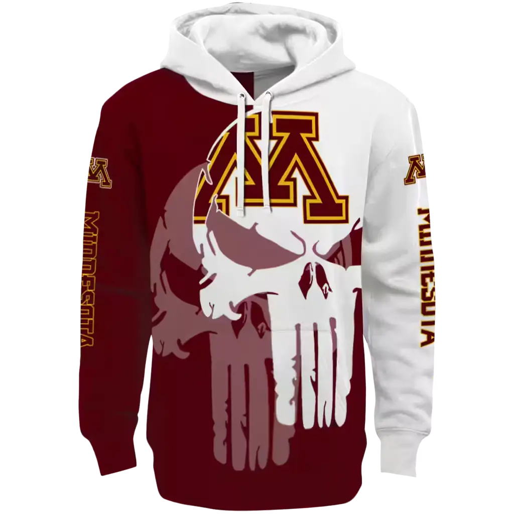 minnesota golden gophers graphic punisher maroon white hoodie best selling minnesota golden gophers graphic punisher maroon white hoodie best selling