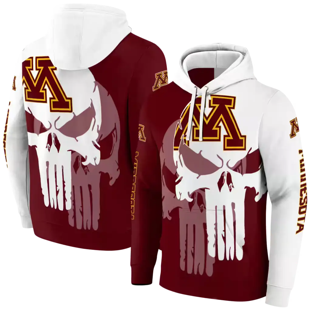 minnesota golden gophers graphic punisher maroon white hoodie fashion forward minnesota golden gophers graphic punisher maroon white hoodie fashion forward