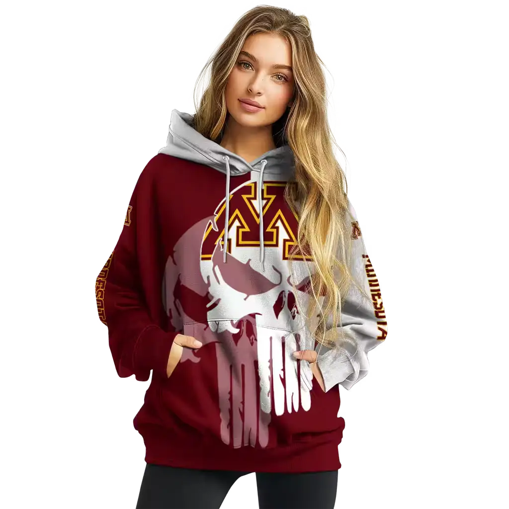 minnesota golden gophers graphic punisher maroon white hoodie high quality minnesota golden gophers graphic punisher maroon white hoodie high quality