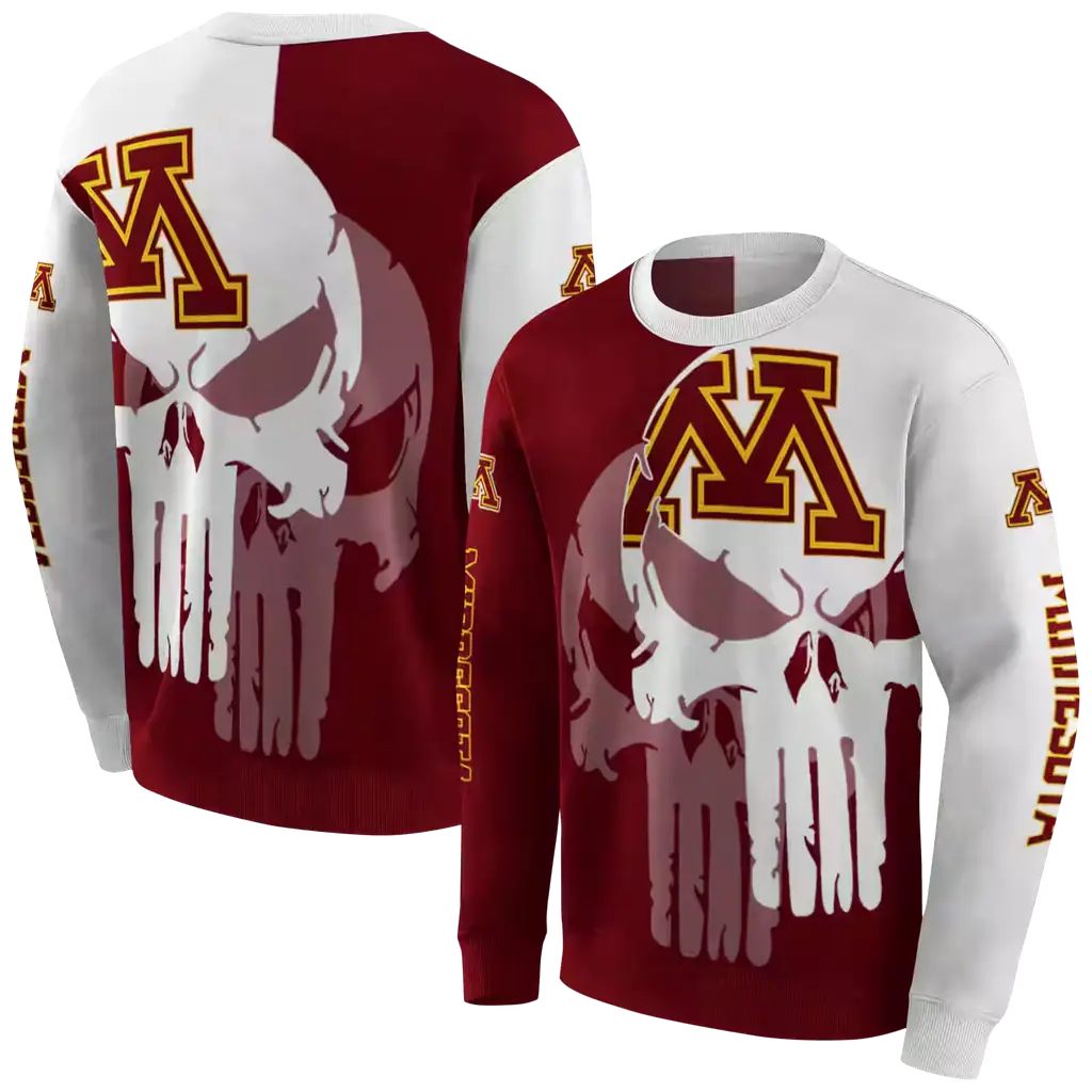 minnesota golden gophers graphic punisher maroon white hoodie premium grade minnesota golden gophers graphic punisher maroon white hoodie premium grade