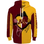 minnesota golden gophers heartbeat graphic maroon hoodie best selling