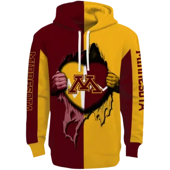 minnesota golden gophers heartbeat graphic maroon hoodie best selling