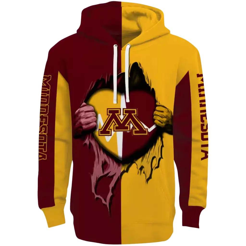 minnesota golden gophers heartbeat graphic maroon hoodie best selling minnesota golden gophers heartbeat graphic maroon hoodie best selling