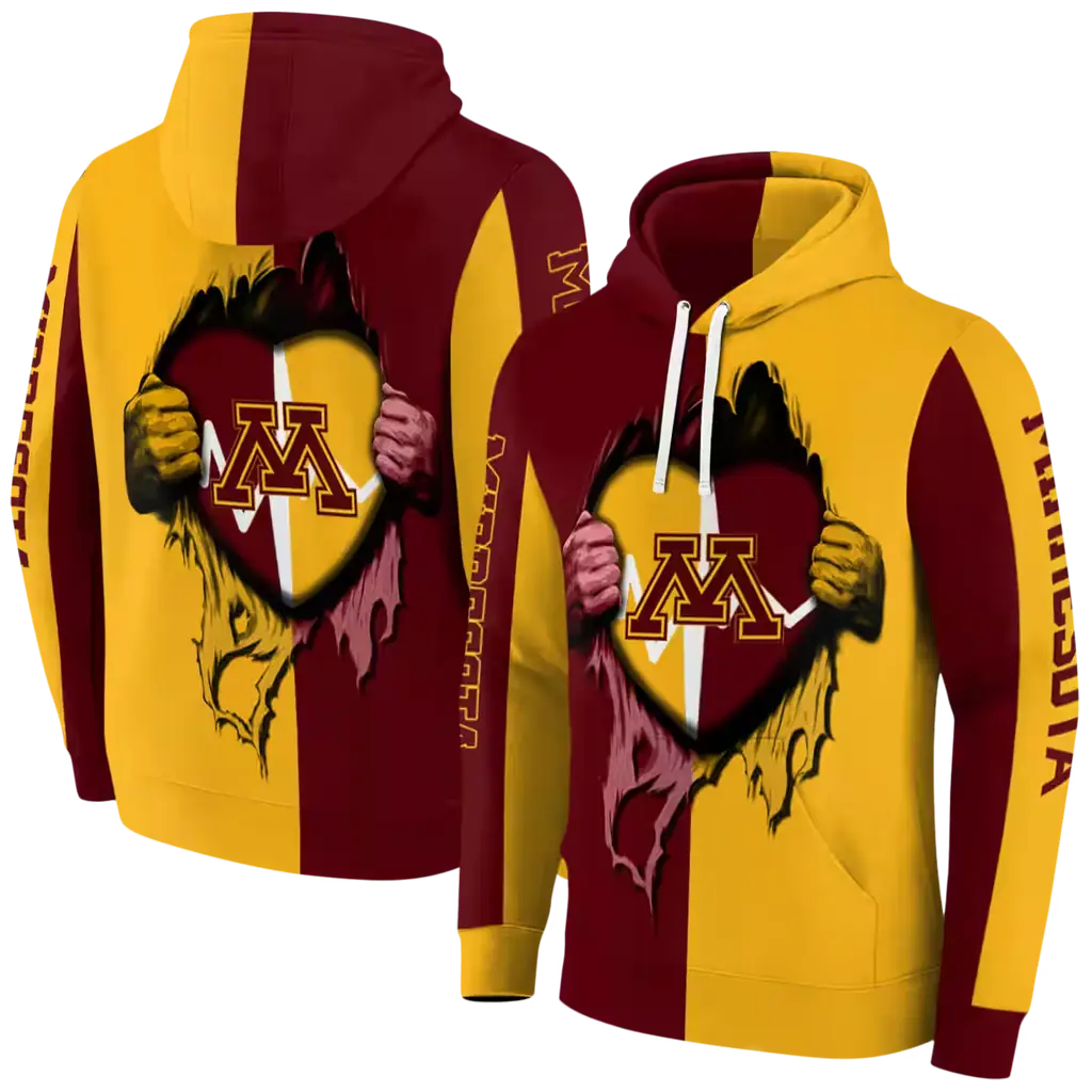 minnesota golden gophers heartbeat graphic maroon hoodie fashion forward minnesota golden gophers heartbeat graphic maroon hoodie fashion forward