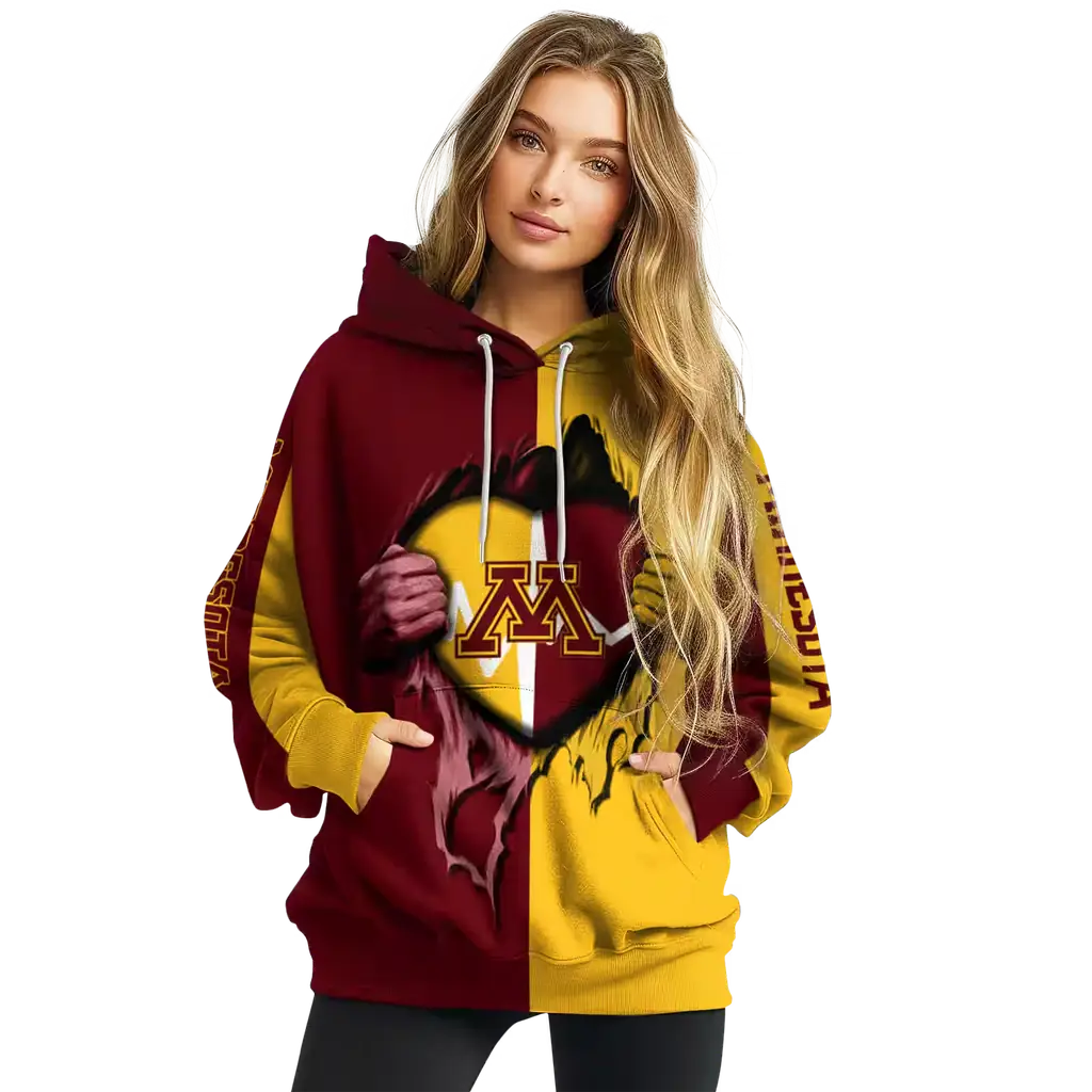 minnesota golden gophers heartbeat graphic maroon hoodie high quality minnesota golden gophers heartbeat graphic maroon hoodie high quality