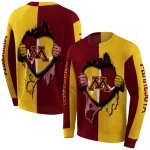 minnesota golden gophers heartbeat graphic maroon hoodie best selling