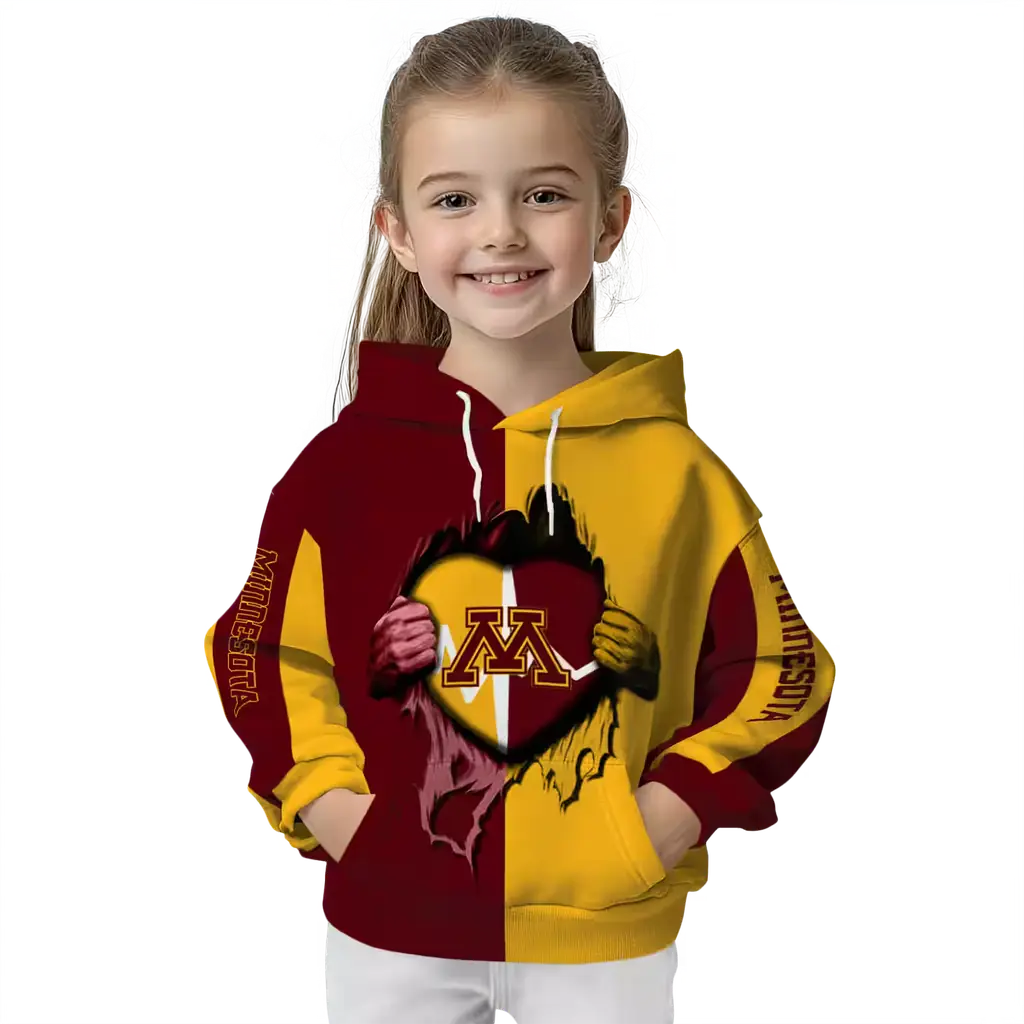 minnesota golden gophers heartbeat graphic maroon hoodie top rated minnesota golden gophers heartbeat graphic maroon hoodie top rated