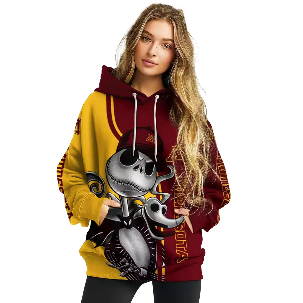 minnesota golden gophers jack skellington maroon hoodie high quality minnesota golden gophers jack skellington maroon hoodie high quality