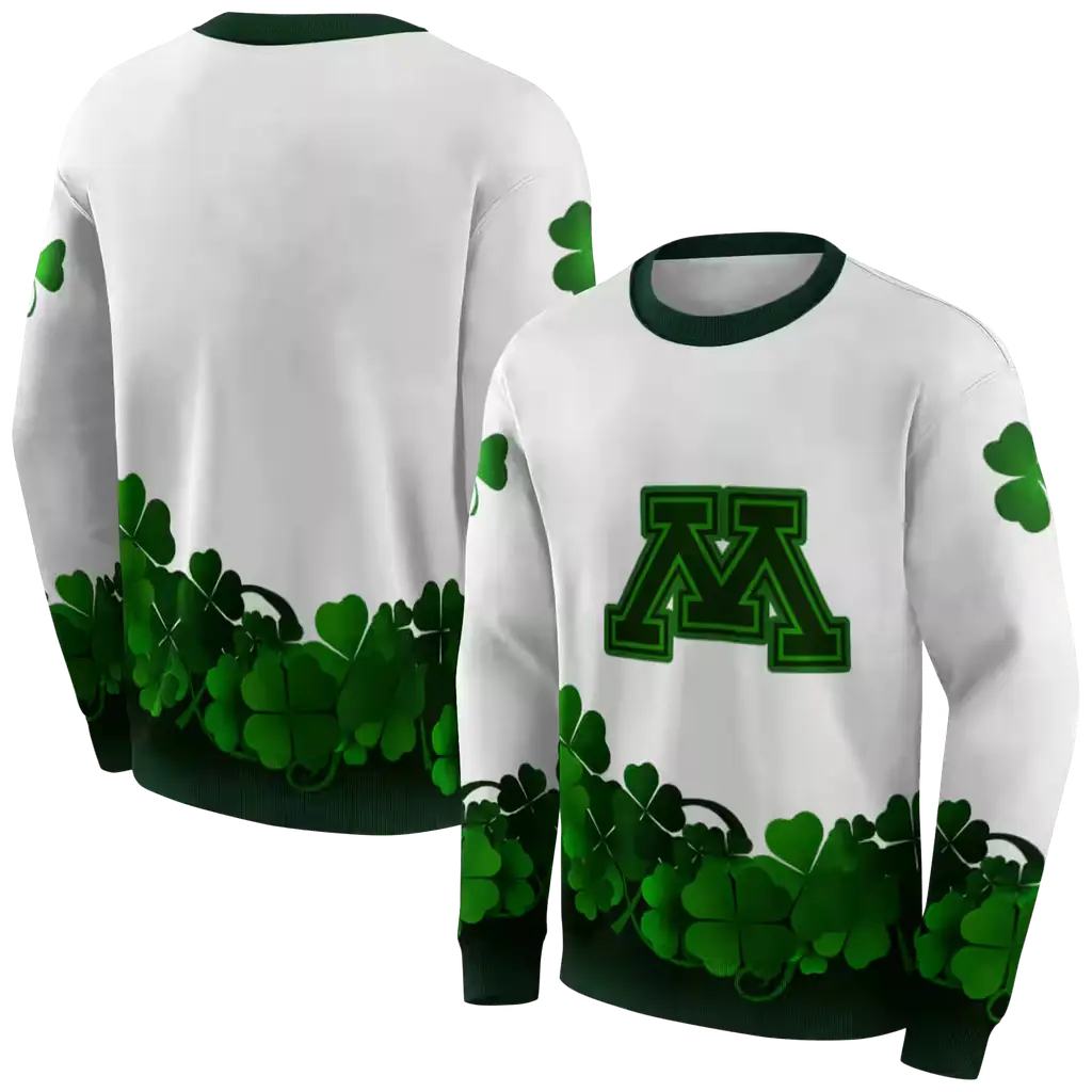 minnesota golden gophers lucky motif white green hoodie premium grade minnesota golden gophers lucky motif white green hoodie premium grade