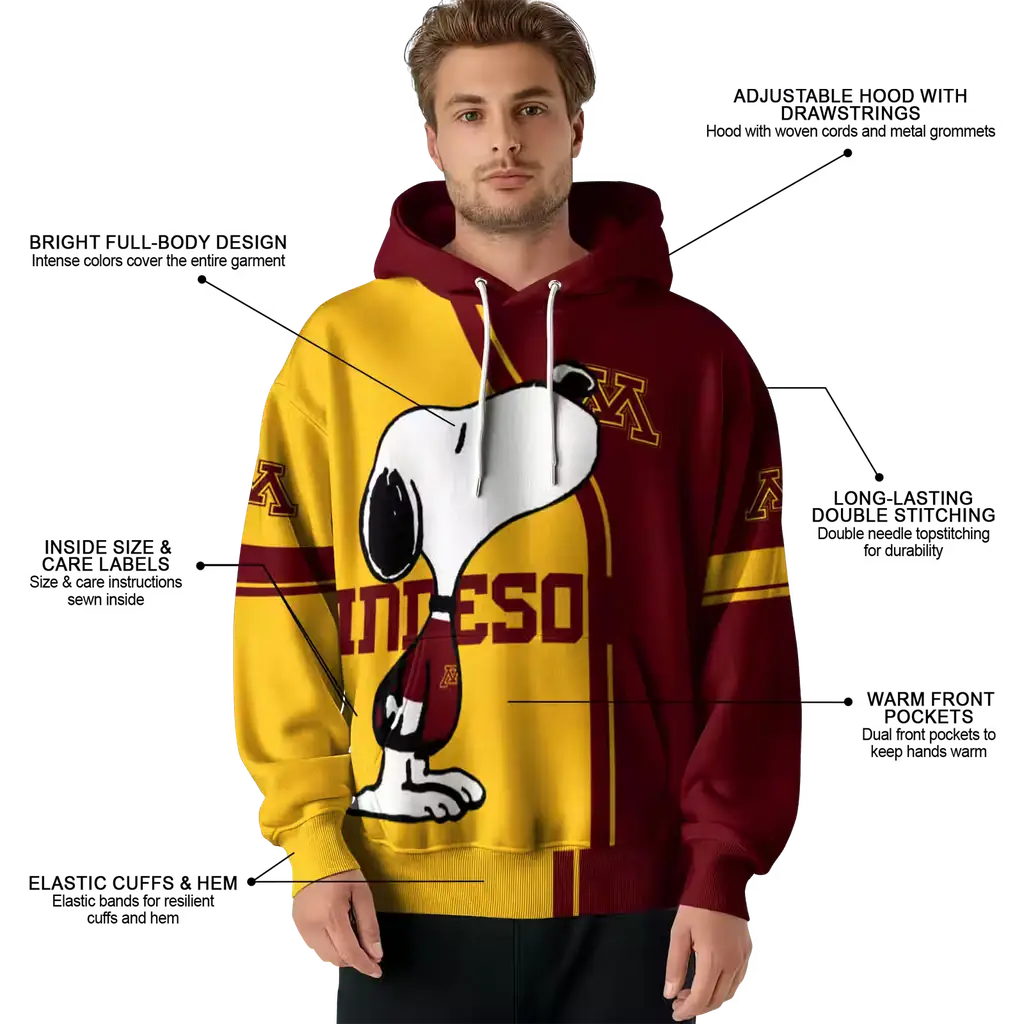 minnesota golden gophers playful snoopy maroon hoodie latest model minnesota golden gophers playful snoopy maroon hoodie latest model
