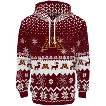 minnesota golden gophers reindeer motif maroon hoodie best selling