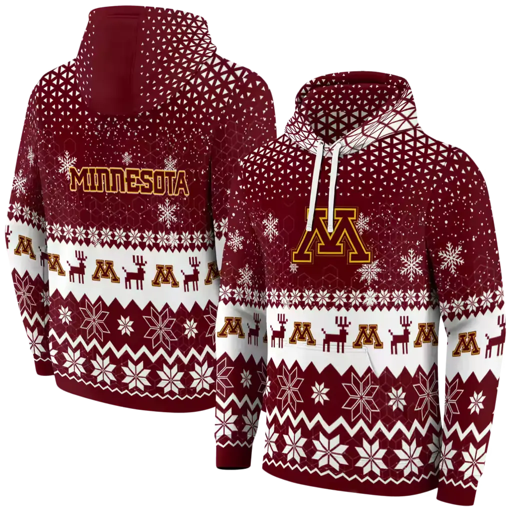 minnesota golden gophers reindeer motif maroon hoodie fashion forward minnesota golden gophers reindeer motif maroon hoodie fashion forward