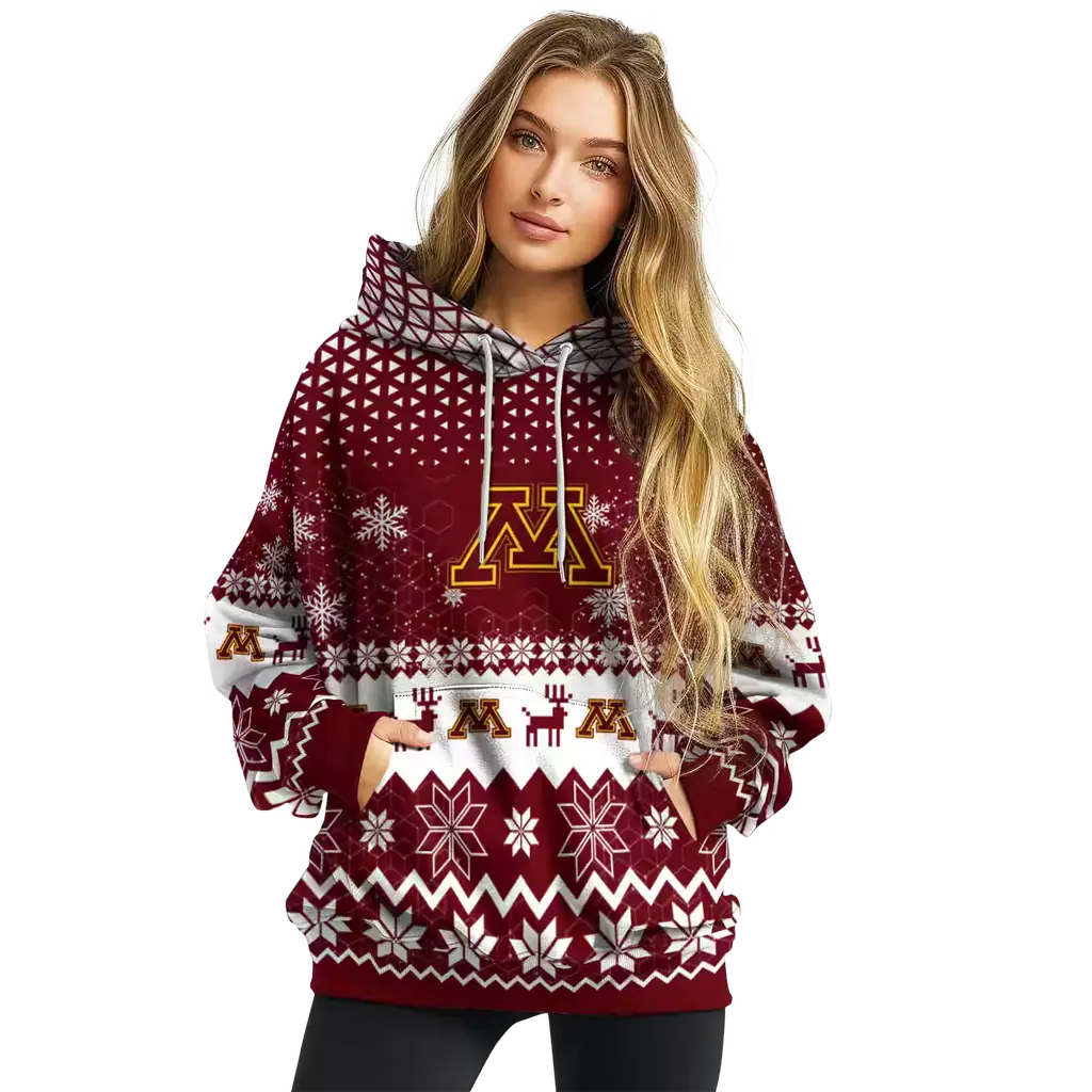 minnesota golden gophers reindeer motif maroon hoodie high quality minnesota golden gophers reindeer motif maroon hoodie high quality
