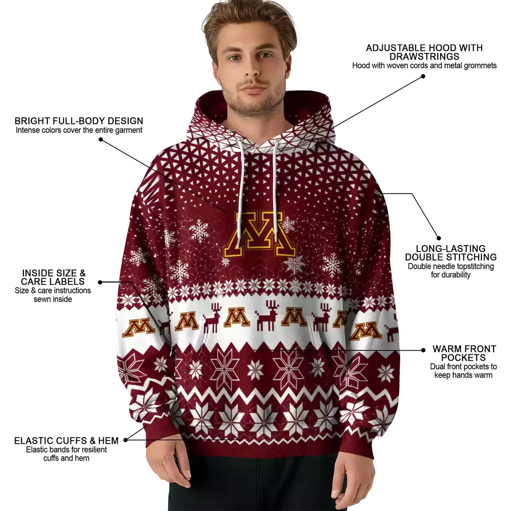 minnesota golden gophers reindeer motif maroon hoodie latest model minnesota golden gophers reindeer motif maroon hoodie latest model