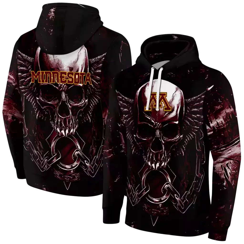 minnesota golden gophers skull artwork maroon black hoodie fashion forward minnesota golden gophers skull artwork maroon black hoodie fashion forward