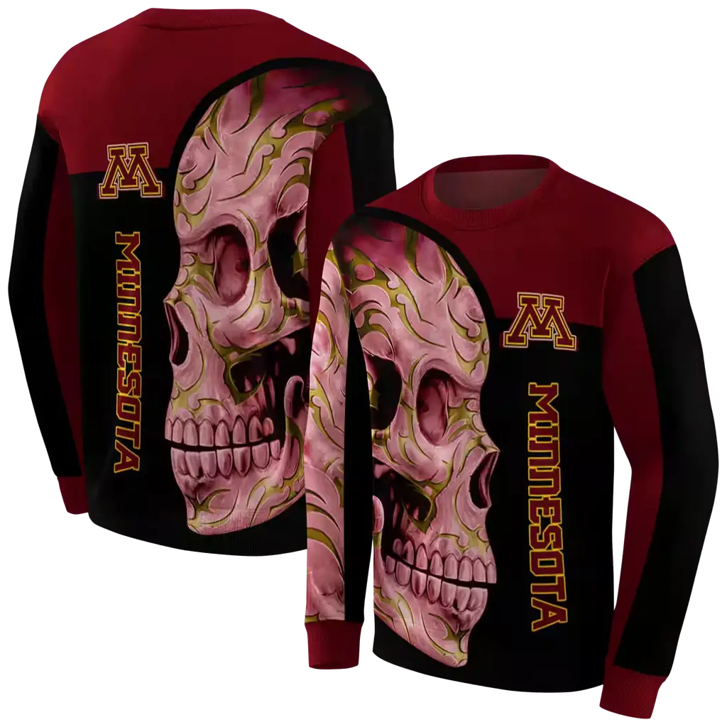 minnesota golden gophers skull motif maroon black hoodie premium grade minnesota golden gophers skull motif maroon black hoodie premium grade