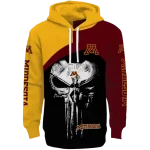 minnesota golden gophers skull punisher gold black hoodie best selling