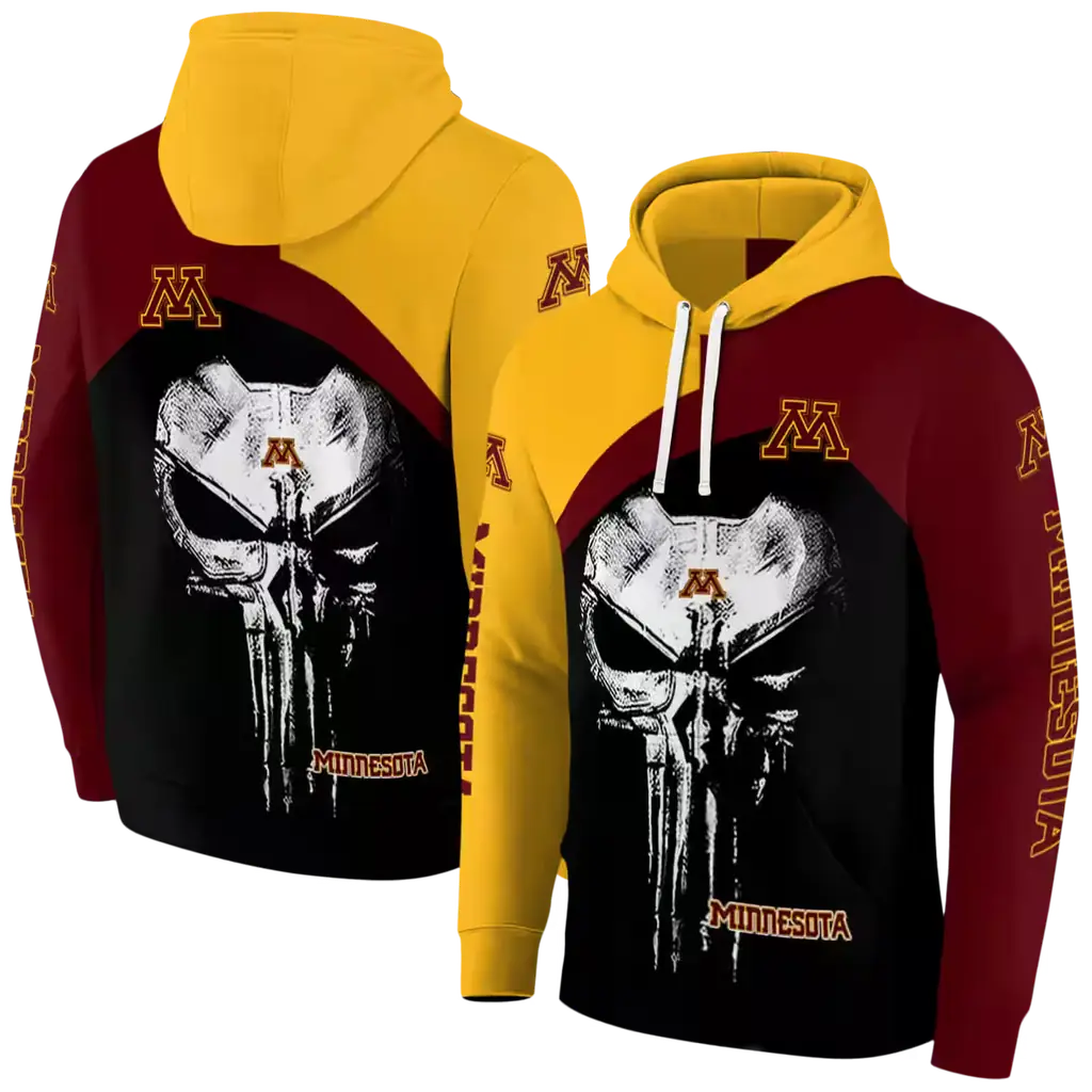 minnesota golden gophers skull punisher gold black hoodie fashion forward minnesota golden gophers skull punisher gold black hoodie fashion forward