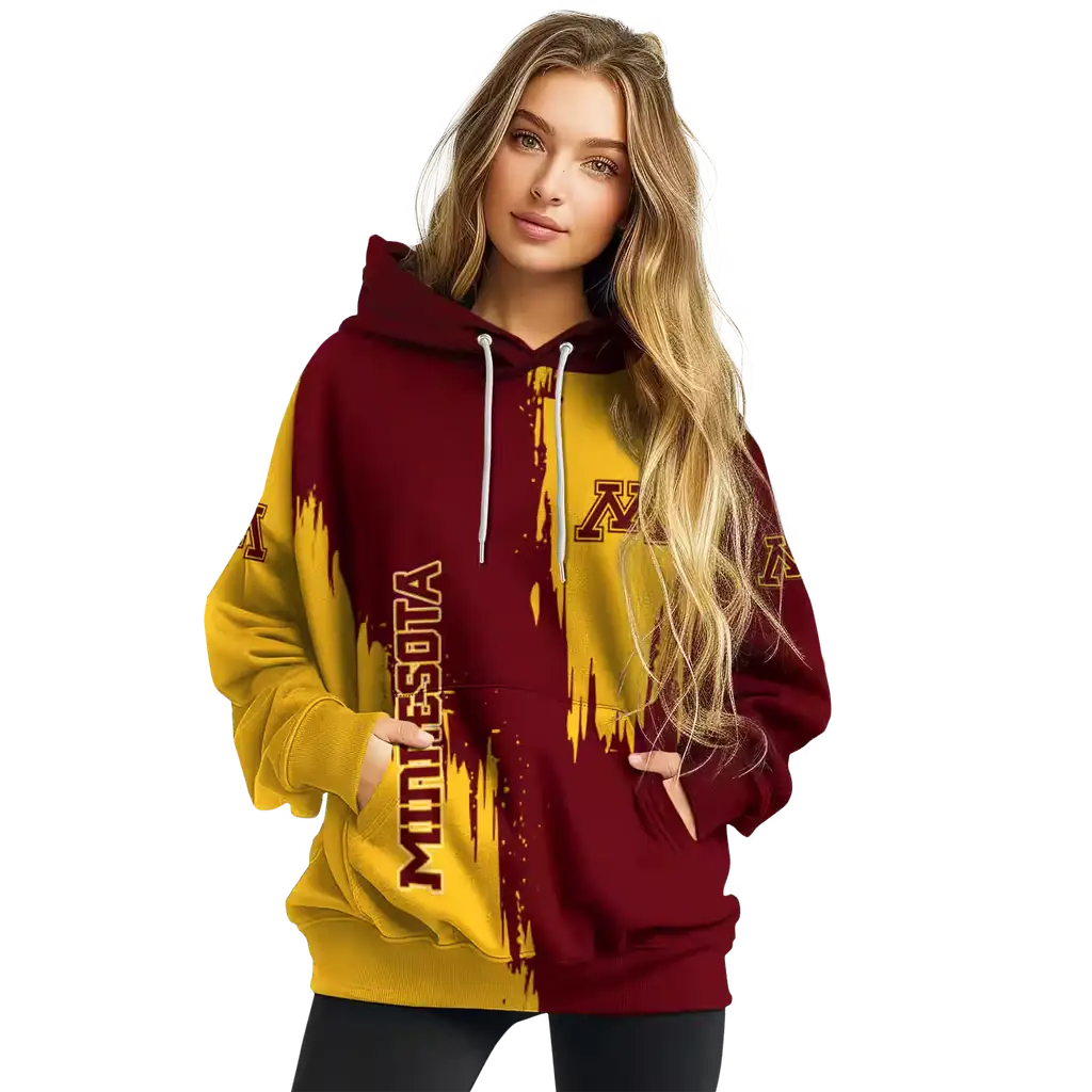 minnesota golden gophers splatter effect maroon hoodie high quality minnesota golden gophers splatter effect maroon hoodie high quality