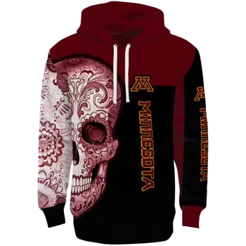 minnesota golden gophers sugar skull maroon black hoodie best selling