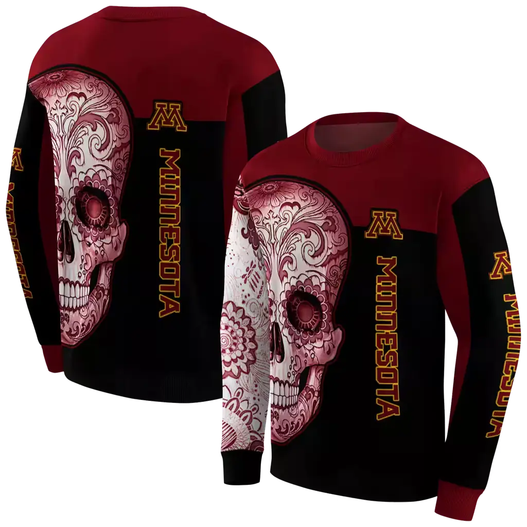 minnesota golden gophers sugar skull maroon black hoodie premium grade minnesota golden gophers sugar skull maroon black hoodie premium grade