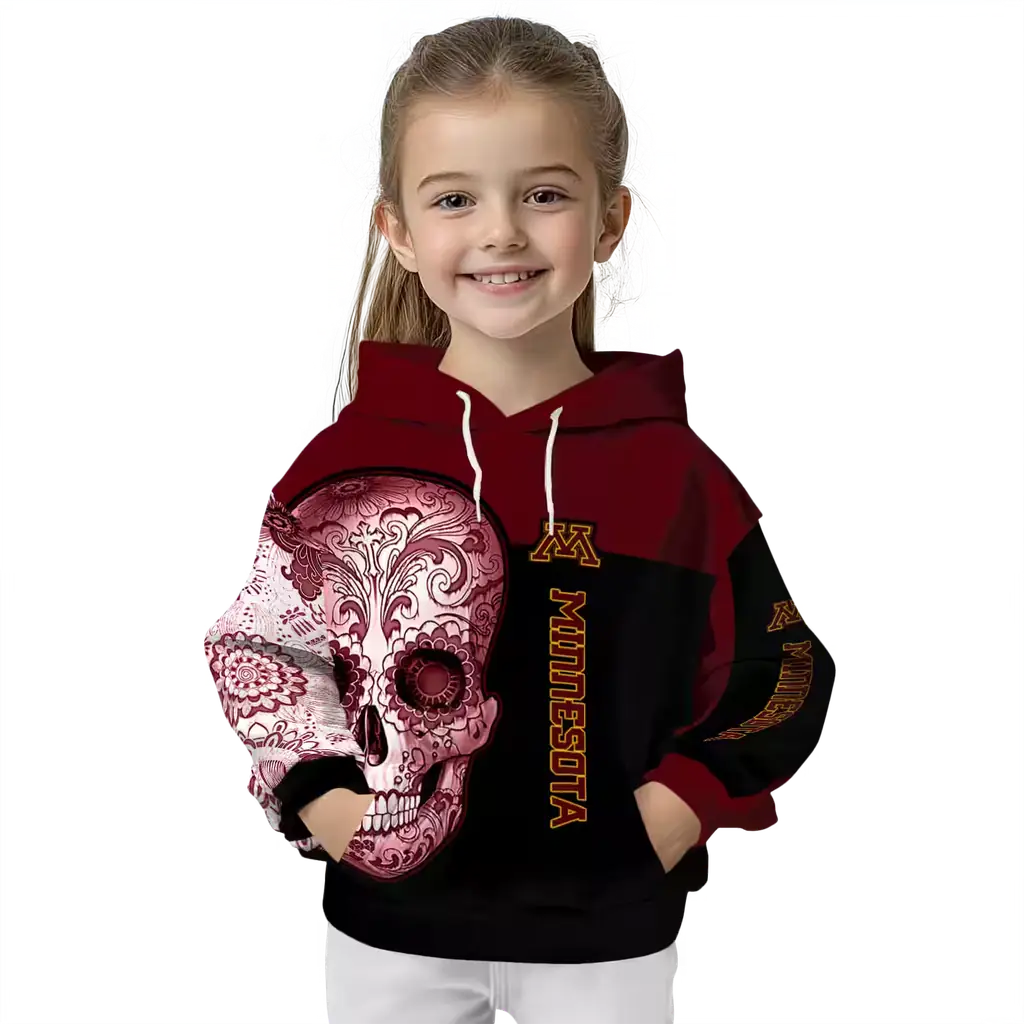 minnesota golden gophers sugar skull maroon black hoodie top rated minnesota golden gophers sugar skull maroon black hoodie top rated
